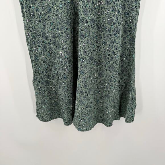 LOFT PETITES ANN TAYLOR Dress Size 8 Petite Green Paisley Print Short Sleeve - Picture 11 of 15